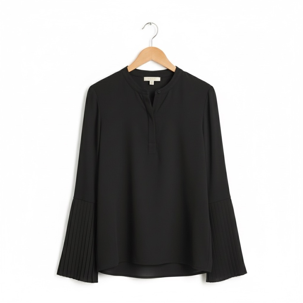 Lafayette 148 New York Shellie Silk Pleated-Cuff Blouse